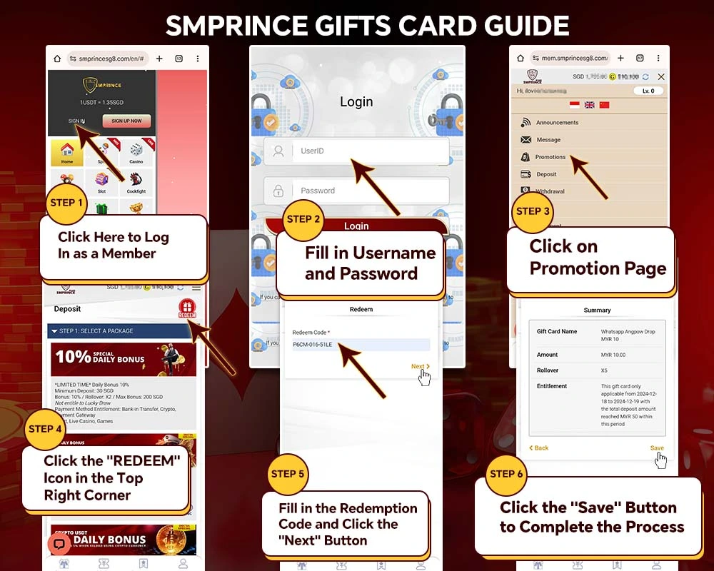 Gift card redemption guide